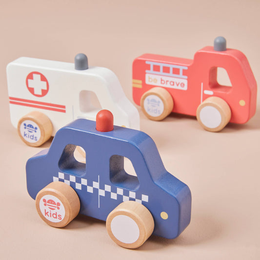 Just Bee Kids Wooden Emergency Vehicle Toys